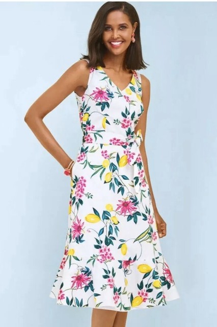 talbots mixed lace fit and flare dress