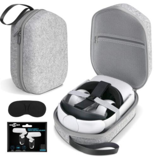 2 Basic / Elite Hard Carrying Case Fits Oculus Quest Version Vr Gaming Bags Gray FU11373