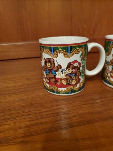 CHARLTON HALL Christmas Bears Coffee Mug, By Kobe Made In Japan Set of Two - Picture 2 of 5