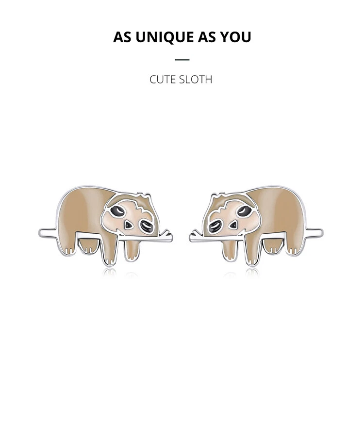 Sterling silver clearance sloth earrings