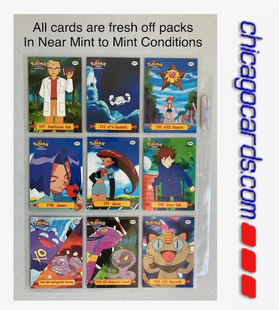 1999 Topps Pokemon 9-Card Complete Puzzle Set TV Animation Jesse