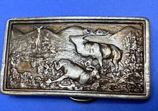 Deer in Nature Wildlife Scene Vintage 1977 Belt Buckle by Bergamot Brass Works
