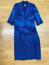 BLUE BEAUTY Alex Evening Size L Viscose Blend Blue Beaded Dress With Jacket