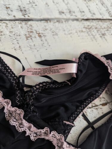 Victoria's Secret Sexy Little Things taglia S vintage Y2K nero e rosa stringato sfacciato - Foto 3 di 5