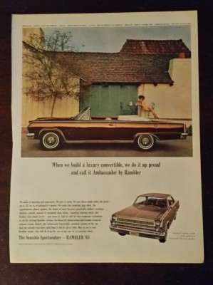 Vintage 1965 Rambler Ambassador Convertible Print Ad