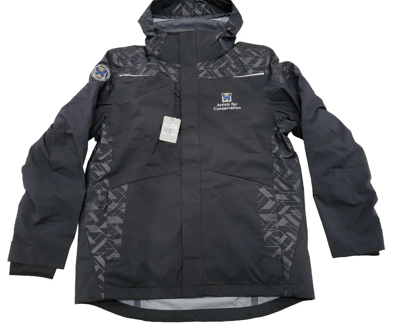 Trimark XL Mens Black Artists for Conservation Karmine Shell Water Proof Coat - product detail image 1