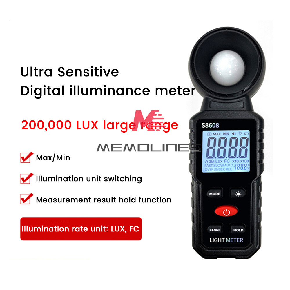 Luxmetro Digitale Portatile Con Schermo LCD – Misura Fino A 200.000 Lux, Funzione Data Hold E Spegnimento Automatico