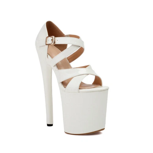 Damen Sommer Super High Heels Runde Spitze Schnalle Riemen Show Plateau Sandalen - Bild 19 von 30