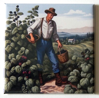 Farmer with Blackberries FRIDGE MAGNET ''style C''