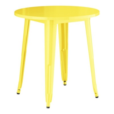 30'' Round All Weather Yellow Metal Restaurant Patio Dinning Table For Outdoor
