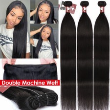 Brazilian 100 Human Hair Extensions 1/3/4 Bundles Virgin Hair Weave Double Weft