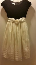 Cinderella Brand Girls Black Velvet and Ivory Sequined Dress Sz 8