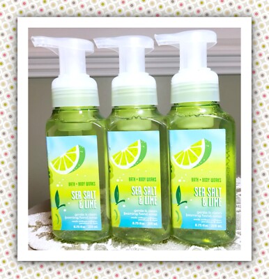 Bath & Body Works SEA SALT & LIME 8.75oz Gentle Clean Foaming Hand Soap x3