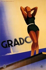 Grado Italy Beach Swimming Summer Tourism Travel Vintage Poster Repro FREE S/H
