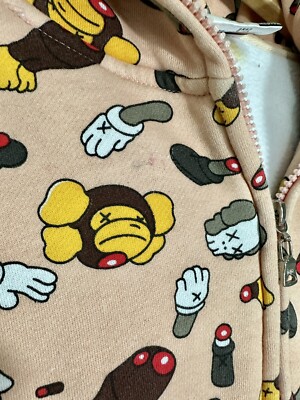 BAPE x KAWS x Baby Milo Slaughter Dissected Pink Hoodie Zip