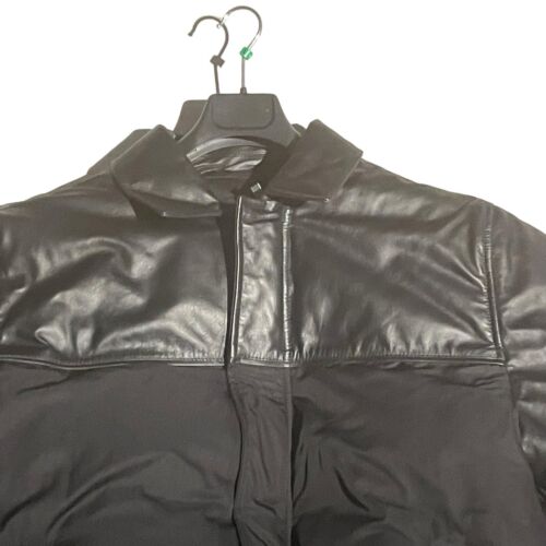 Calvin Klein Studio Nappa Cow Leather Jacket Puffer Mens Large Black MSRP $799 - Picture 2 of 8