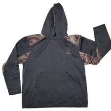Huntworth Hoodie Men L Large Black Gray Brown Hunting Camo Contrast Mossy