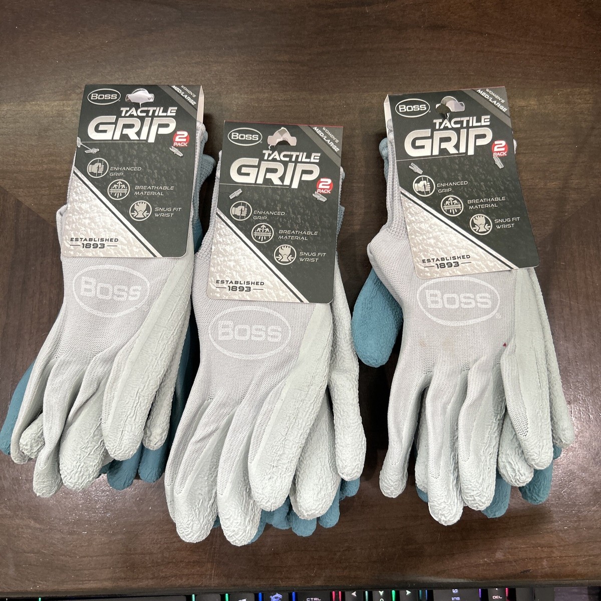 Boss Tactile Grip Women's Large Latex Coated Glove 3x(2-Pack