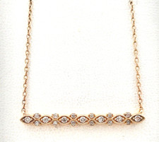 10K YELLOW GOLD ROUND DIAMOND BAR NECKLACE