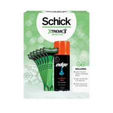 SCHICK Xtreme 3 Sensitive Gift Pack 6 Disposable 3-Blade Razors & 7oz Shave Gel