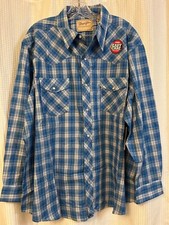 Wrangler Long Sleeve Blue Plaid Pearl Snap Shirt Mens 2XL New with Tags