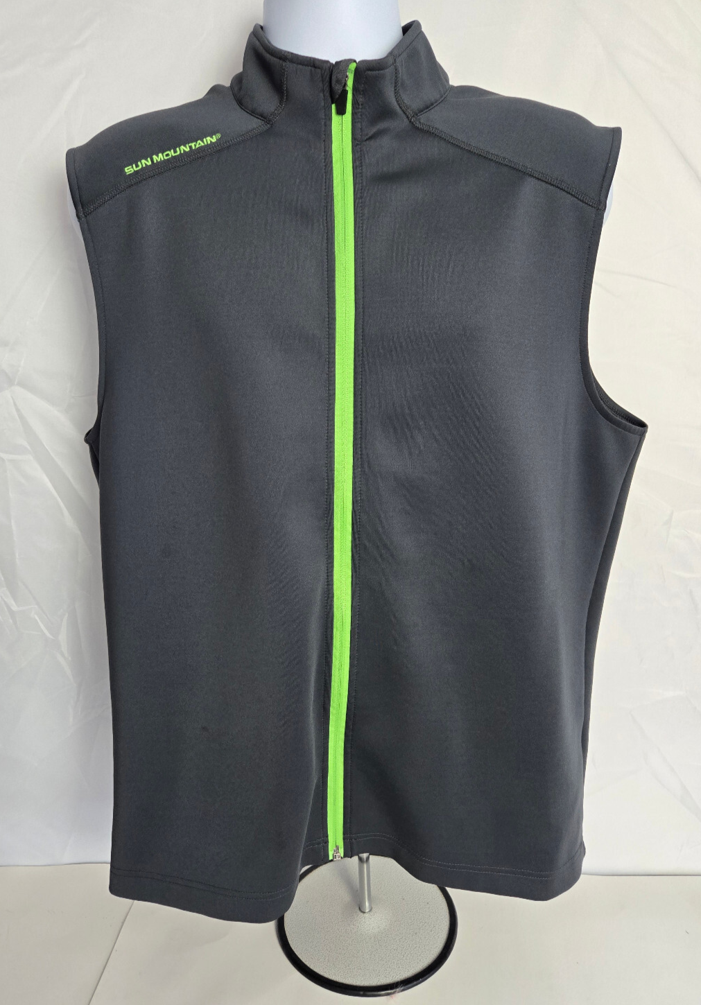Sun Mountain Mens Thermal Golf Vest Large Gray Full Zip Stretch Polyester