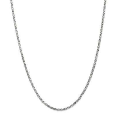 14k White Gold 3mm Round Parisian Wheat Chain w/ Lobster Clasp 16'' - 24''
