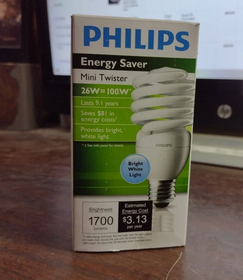 PHILIPS 414094 COMPACT FLUORESCENT BULB 26 WATT E26 BASE SPIRAL NEW IN BOX - Image 2 of 4