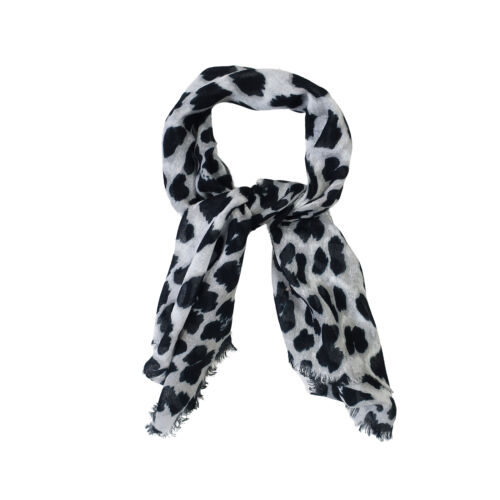 Blue Pacific Animal Print Micromodal Scarf Neckerchief in Snow Leopard - Picture 4 of 5