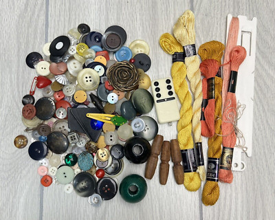 Craft Lot Buttons Embroidery String Etc.
