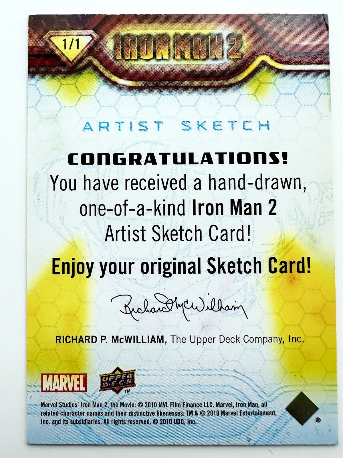 Iron Man 2 Original Art Sketch Card Fin Fan Foom by Bill Meiggs Marvel ...