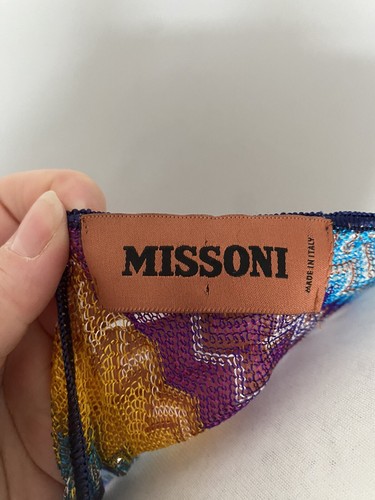 MISSONI Chevron Zig Zag Scialle Frange Poncho Mantello Multicolore Boho Spiaggia - Foto 9 di 11