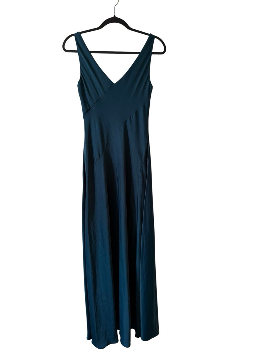 Lauren Ralph Lauren Satin Dress Women's 6 Green Gown Maxi Sleeveless New