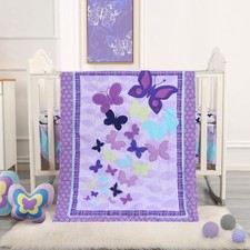 Butterfly Mini Crib Bedding Set, 3 Piece Baby Bedding Set Butterfly, Mini Cri...