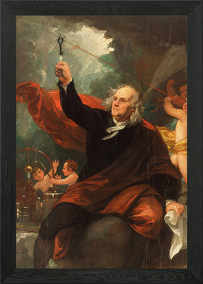 Benjamin Franklins Drachenexperiment gerahmtes Wandbild Poster Leinwanddruck Bild