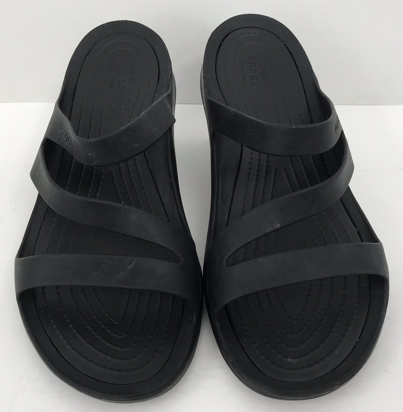 Crocs Womens Black Swiftwater Slip On Sandals Size W10