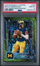 2025 BOWMAN U CHROME LIME GREEN MINI DIAMOND #196 BRYCE UNDERWOOD 43/275 PSA 8