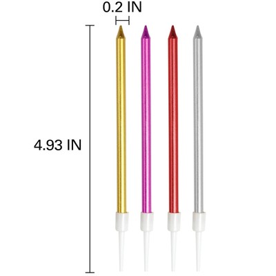 24 Count Pink Metallic Birthday Candles, Cake Candles, Birthday Parties,...