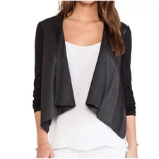 Velvet By Graham & Spencer Candy Ponti w/ Faux Leather Jacket in Black Size S