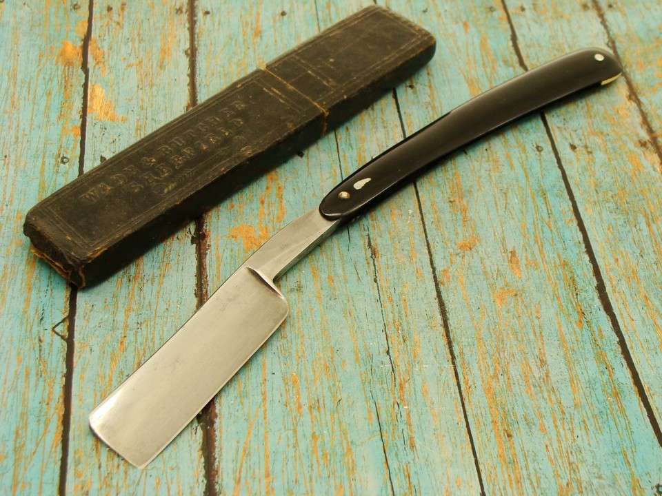 ANTIQUE HEAVY BARBER SHAVING STRAIGHT RAZOR WADE&BUTCHER CLEAVER RAZORS ...