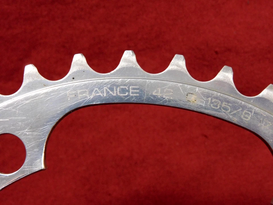 Vintage Spécialités TA 9 Speed Silver Road Chainring 42t x 135 mm BCD - Image 4 of 4
