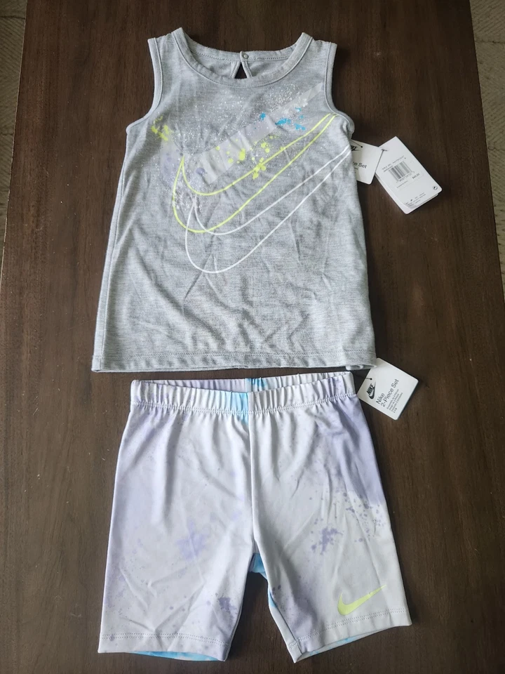 Nwt Nike "Just DIY It" Bike Short Set Photo Dust Girls Size 6 M - Image 2 of 4