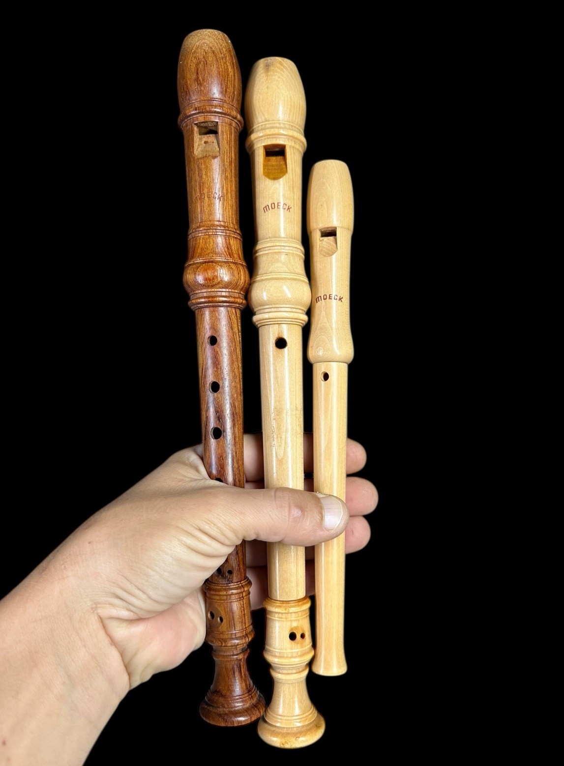 Moeck Maple Soprano Recorder Vintage Set (Used) with 2 Additional Recorders