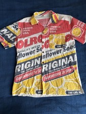 Camp Collar Summer Shirt Sunflower Shirt Made in Portugal Red Yellow