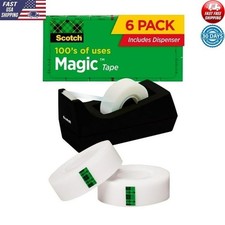 Clear Invisible Tape Strong Adhesive Secure Permanent Seal 6 Rolls Dispenser New