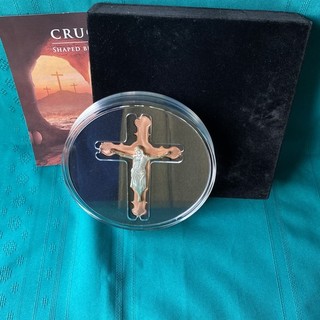 2023 CRUCIFIX SHAPED BI METAL SILVER ON COPPER COIN