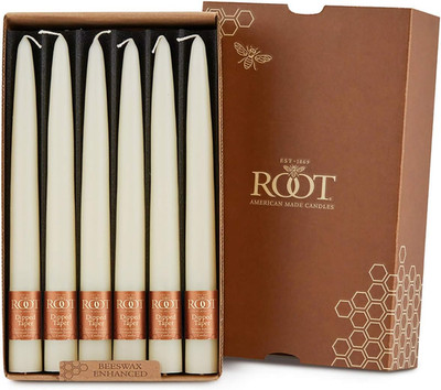 12-Count Unscented Taper Candles Smooth Hand-Dipped Dripless Beeswax Enhanced Bo