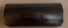 Anne Klein Eyeglass Case Brown Faux Leather Hard Shell Logo Embossed