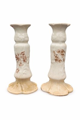 RC Remé Sammlung Kerzenständer Paar Floral Keramik Vintage Made In England