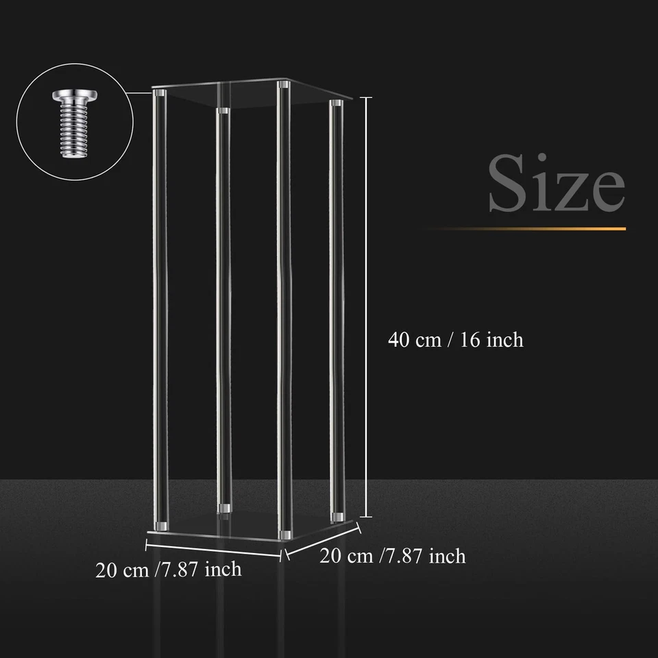 4 Pieces Tall Acrylic Vase Wedding Centerpieces Clear Flower Stand Column Geo... - Image 2 of 4